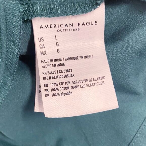 American Eagle Blue Smocked Plaid Babydoll Mini Dress Women’s Large Academia - Picture 9 of 12